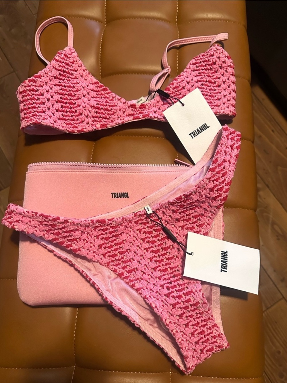 Maia - Alina Pink Crochet Scoop Bikini Set Triangl